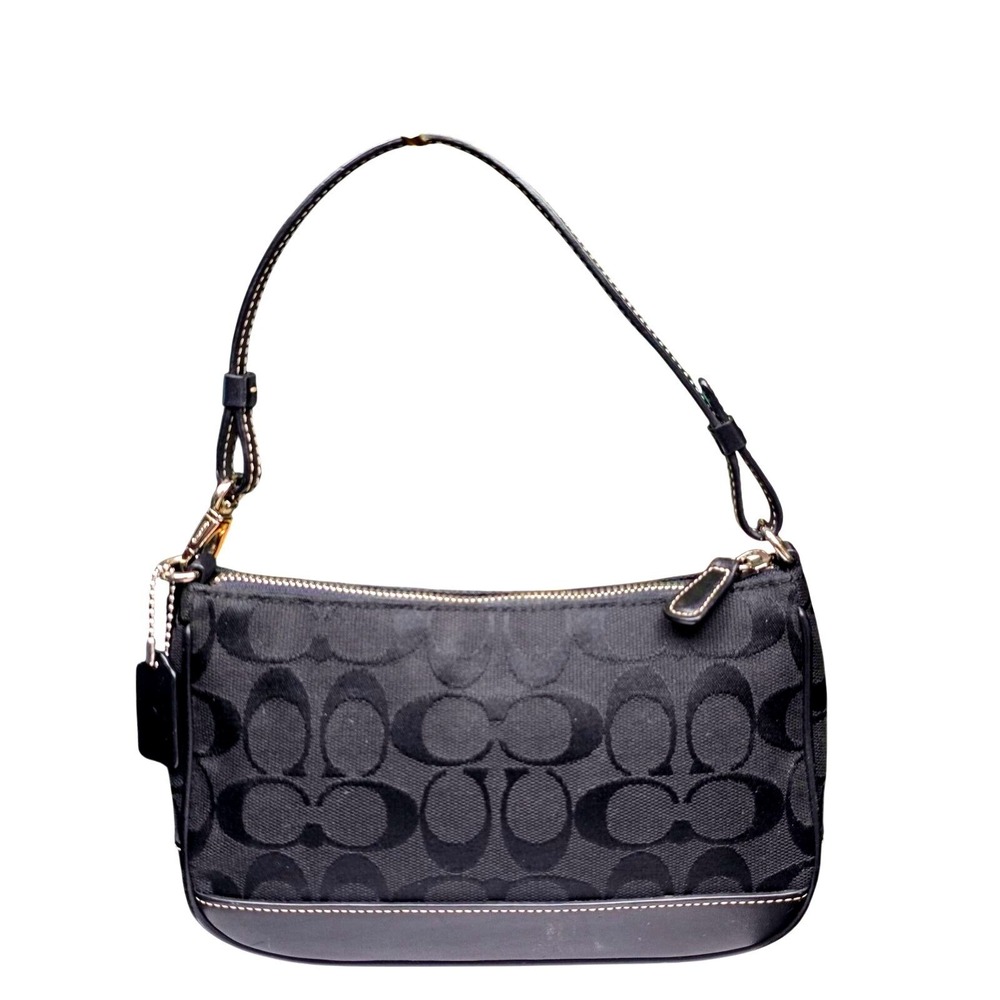 Coach Baguette Bag Small Black Signature Jacquard Leather 6094 Y2K Shoulder Bag